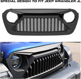 Front Grill for Jeep Gladiator JT 2018-2025 Wrangler JL Accessories Matte Black Grille Bumper Mesh