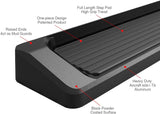 6" Black Running Boards Side Steps For 2005-2023 Toyota Tacoma Double Cab Crew Cab