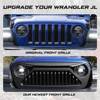 Front Grill for Jeep Gladiator JT 2018-2025 Wrangler JL Accessories Matte Black Grille Bumper Mesh