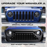 Front Grill for Jeep Gladiator JT 2018-2025 Wrangler JL Accessories Matte Black Grille Bumper Mesh