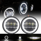 1 Pair 4.5 Inch Led Fog Light With Angel Eyes Passing Lamps DRL bulb For Motorcycle Fog Lamp (Black Fog Light With Angel Eye)