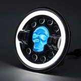 7 Inch LED Headlights Jeep JK JKU TJ LJ Niva Chevy Offroad Ford GMC Dodge Mazda, SKull Style, 2 Pcs