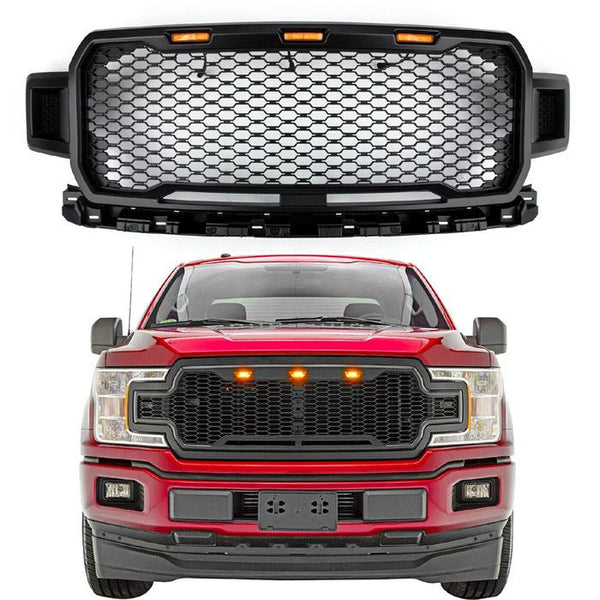 2018-2020 FORD F-150 BLACK HONEYCOMB FRONT GRILLE WITH LED LIGHTS