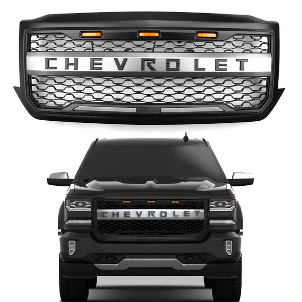 2016-2018 CHEVY SILVERADO 1500 BLACK FRONT GRILLE WITH LED LIGHTS
