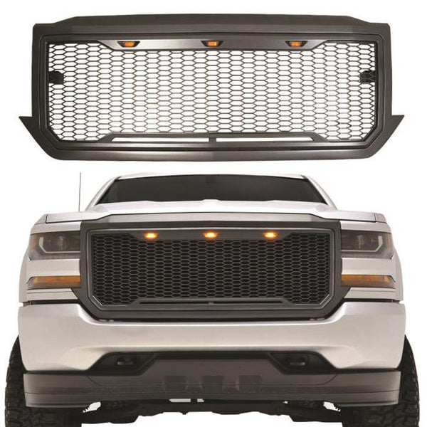 2016-2018 CHEVY SILVERADO 1500 BLACK HONEYCOMB FRONT GRILLE WITH LED LIGHTS